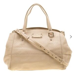 Kate Spade‎ New York Pebbled Leather Satchel Handbag Beige Convertible Strap
